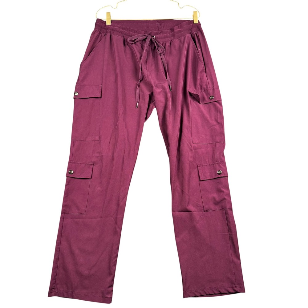 GT Performance Womens Cargo Pants Berry Burgundy Stretch Drawstring XL P-2406BRY